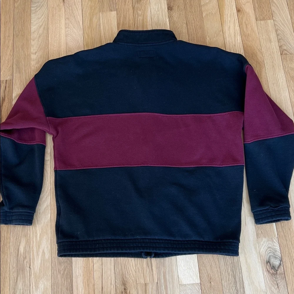 True Religion Black Maroon Color Block Full Zip Jacket, w/Pockets, Size M